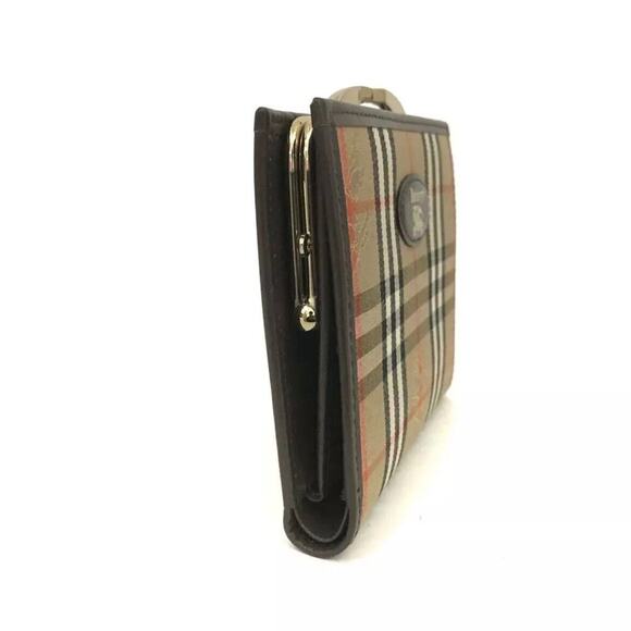 Authentic Burberrys Check Nylon and Leather Bifold Compact Kisslock Wallet - Picture 2 of 8